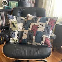 Load image into Gallery viewer, Square Cats Cushion Cover (red/blue)
