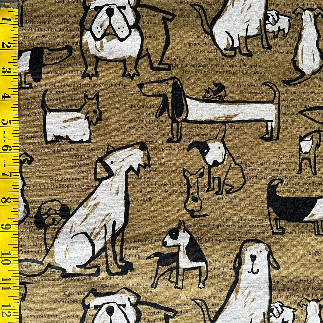 Mustard Dogs Fabric