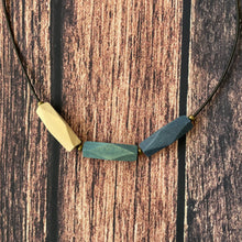 Load image into Gallery viewer, Geometric Indigo Dyed Wooden Necklaces
