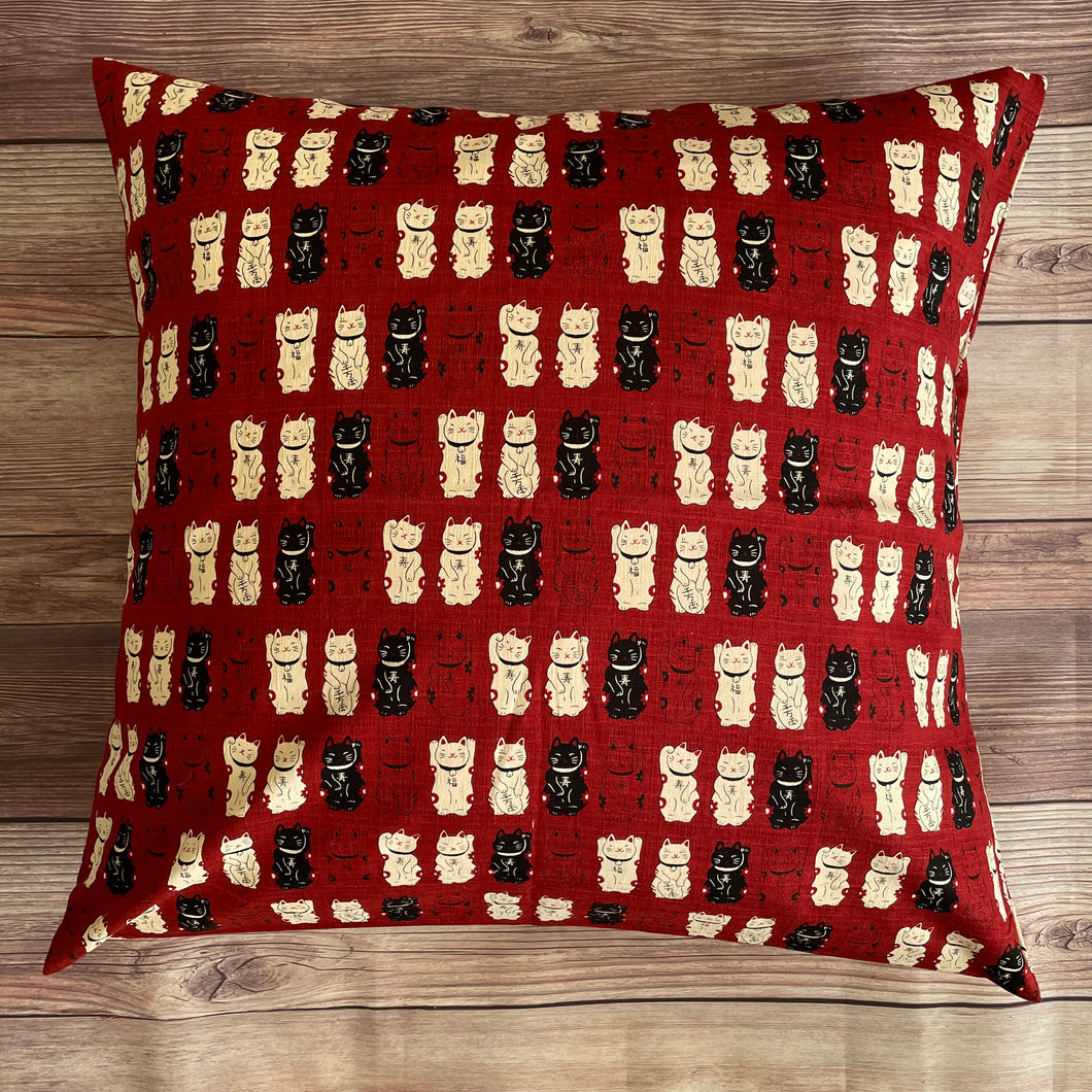 Red Lucky Cats Cushion Cover